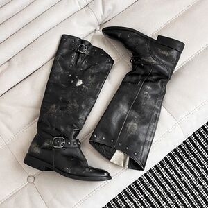 Rare Limited Edition Golden Goose Leather Studded Biker Boots SZ 36 Italy